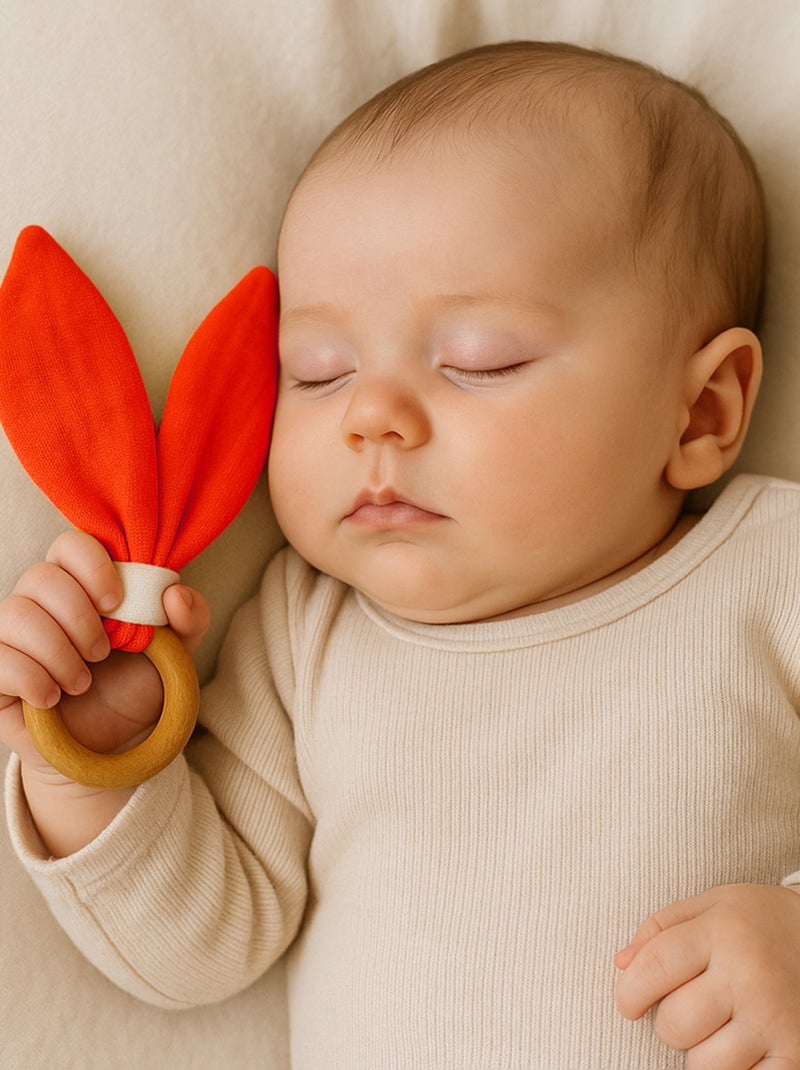 Anello da dentizione in cotone biologico Rosso - Kiabi