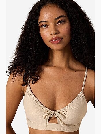 Anna top bikini con apertura frontale e paillettes penti