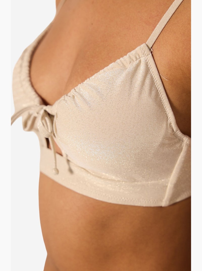 Anna top bikini con apertura frontale e paillettes penti Beige argilla - Kiabi