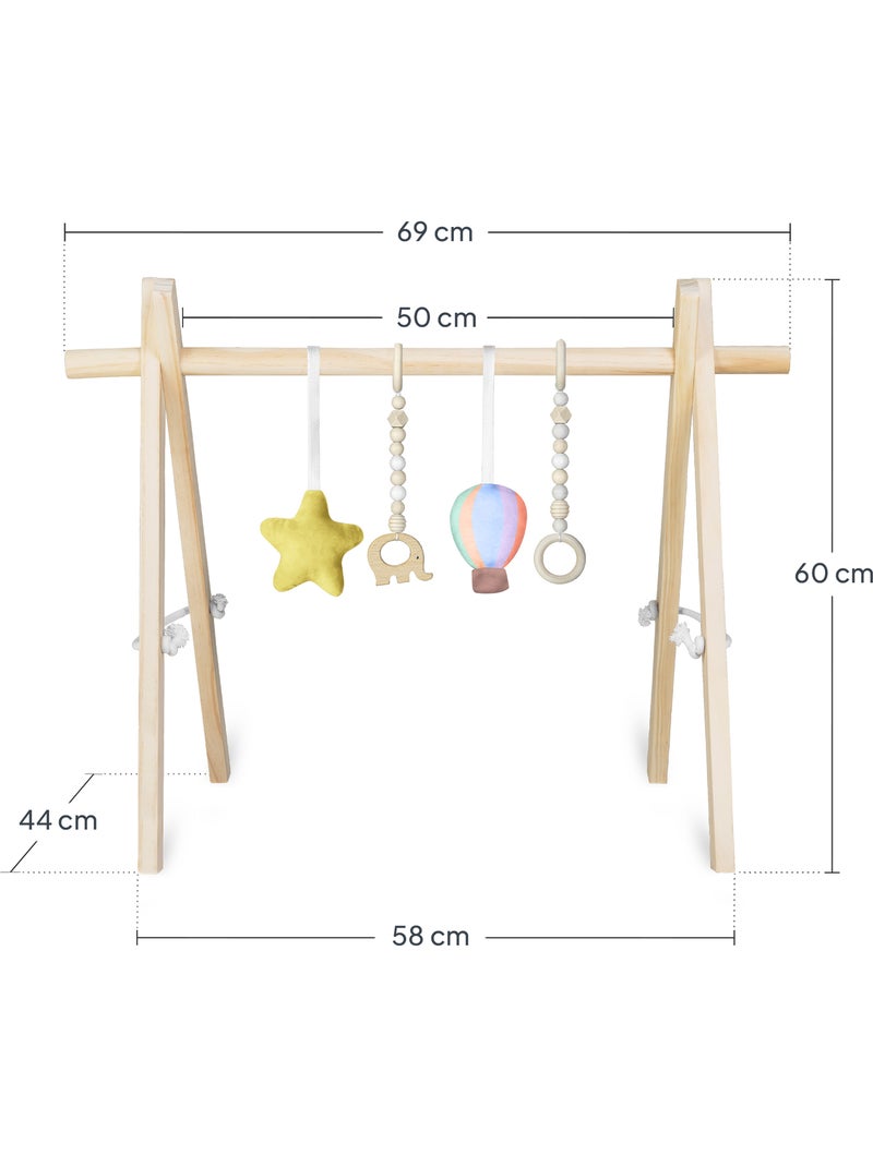 Arco attività in legno LIONELO Anise con 4 giocattoli - Pieghevole Legno naturale - Kiabi