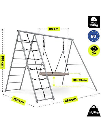 Area Giochi da Giardino XL HyperMotion - Nido Cicogna 100 cm e Rete da Arrampicata 180 kg