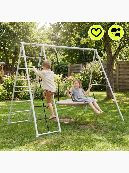 Area Giochi da Giardino XL HyperMotion - Nido Cicogna 100 cm e Rete da Arrampicata 180 kg - Kiabi