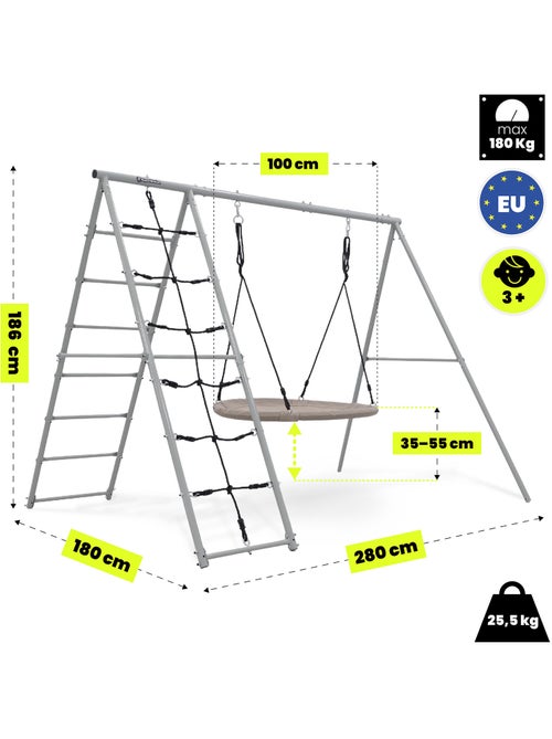 Area Giochi da Giardino XL HyperMotion - Nido Cicogna 100 cm e Rete da Arrampicata 180 kg - Kiabi