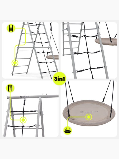 Area Giochi da Giardino XL HyperMotion - Nido Cicogna 100 cm e Rete da Arrampicata 180 kg - Kiabi