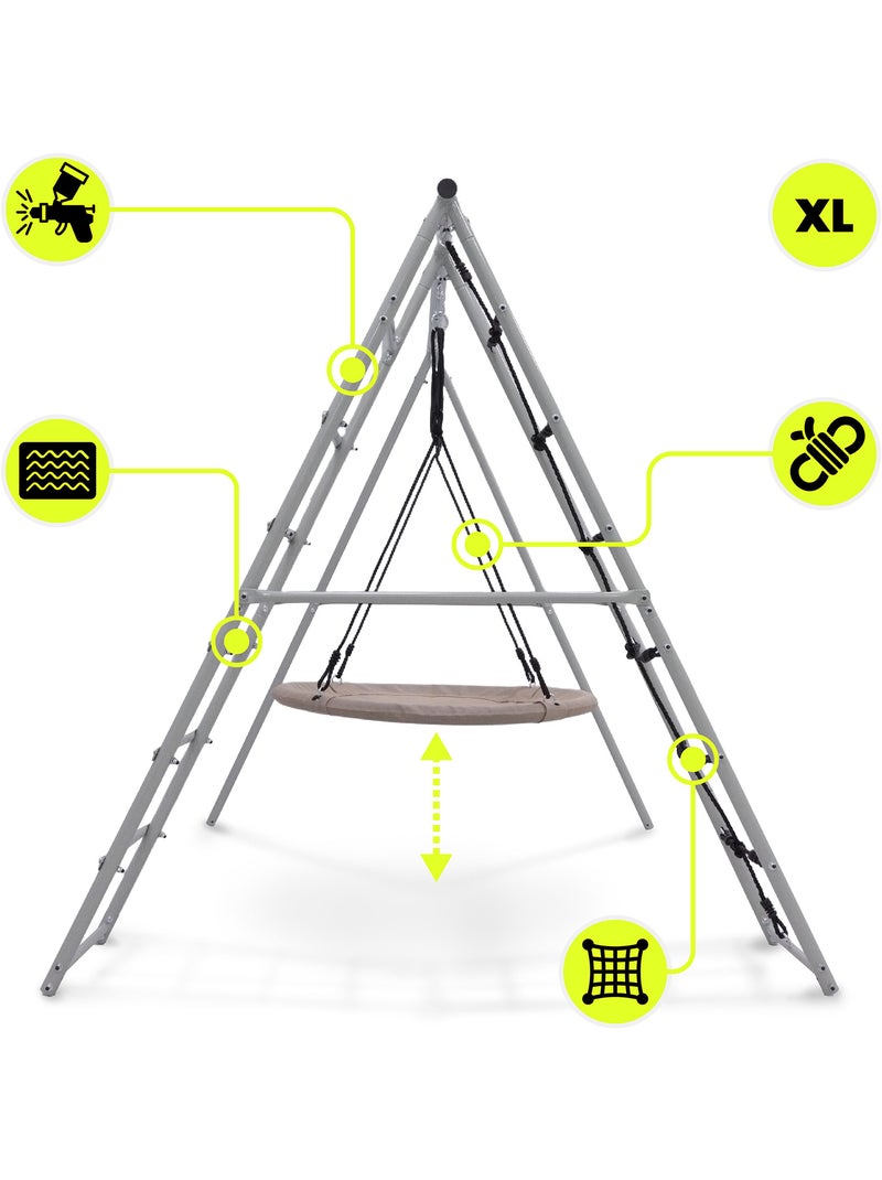 Area Giochi da Giardino XL HyperMotion - Nido Cicogna 100 cm e Rete da Arrampicata 180 kg Grigio - Kiabi