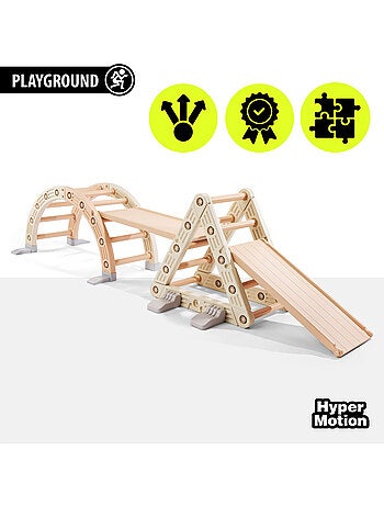 Area giochi montessori 3in1 - per bambini con triangolo da arrampicata, scivolo e percorso motricità