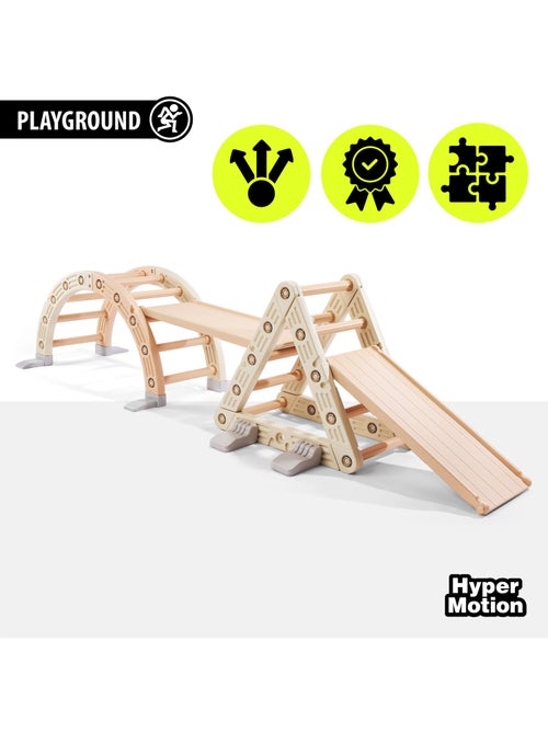 Area giochi montessori 3in1 - per bambini con triangolo da arrampicata, scivolo e percorso motricità - Kiabi