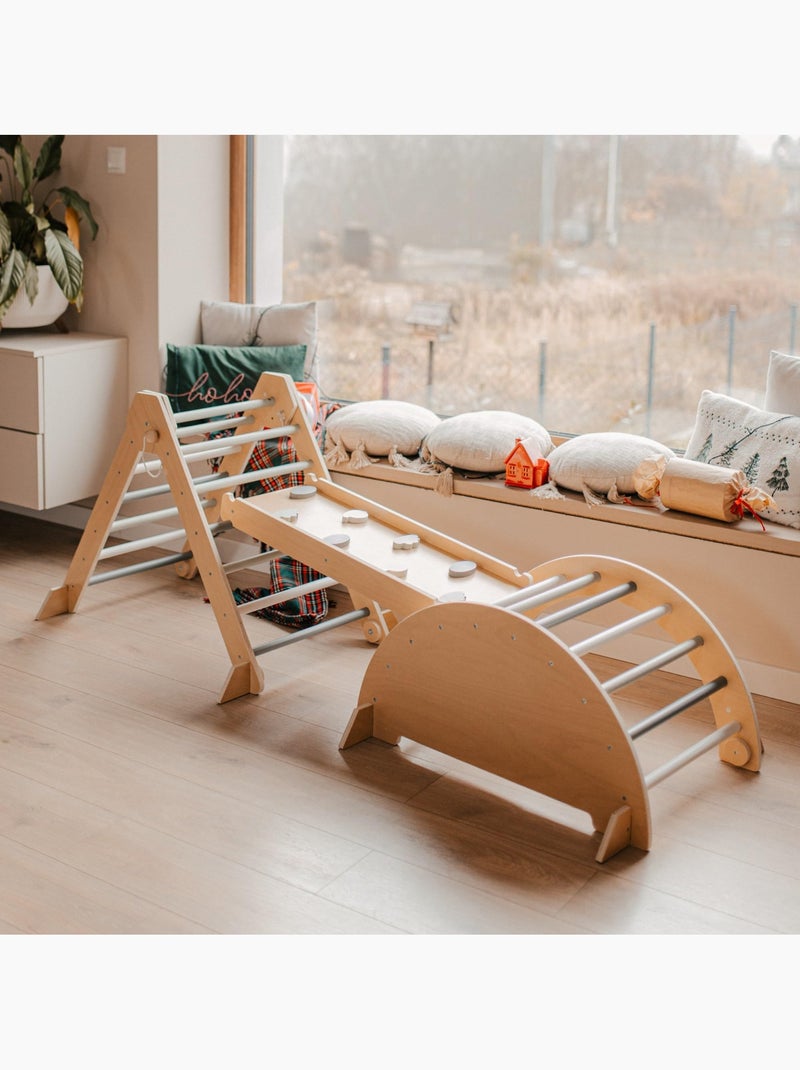 Area giochi montessori in legno mamabrum 3-in-1 – triangolo pikler, arco e rampa per bambini dai +3 Beige - Kiabi
