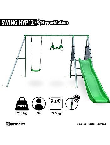 Area giochi XXL bambini con altalena, scivolo e trapezio ginnico