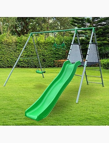 Area giochi XXL bambini con altalena, scivolo e trapezio ginnico