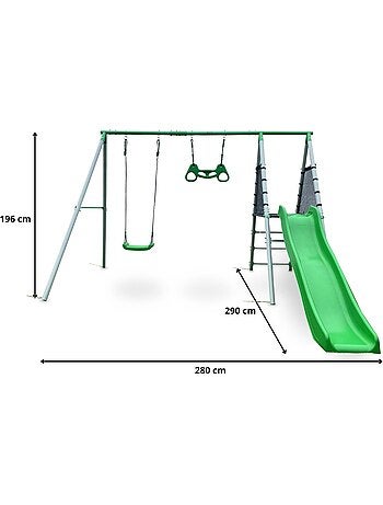 Area giochi XXL bambini con altalena, scivolo e trapezio ginnico