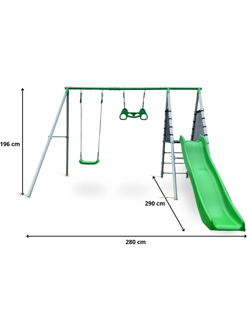 Area giochi XXL bambini con altalena, scivolo e trapezio ginnico Verde - Kiabi