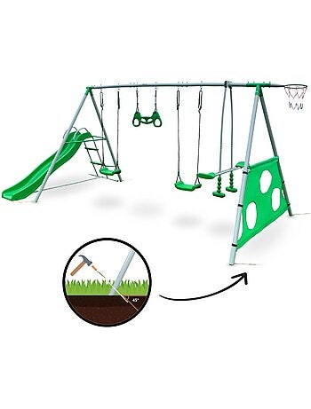 Area giochi XXL per bambini con altalene, scivolo e accessori