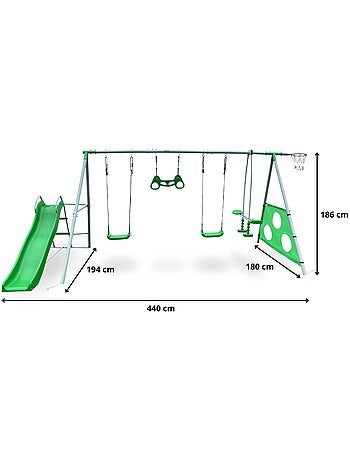 Area giochi XXL per bambini con altalene, scivolo e accessori
