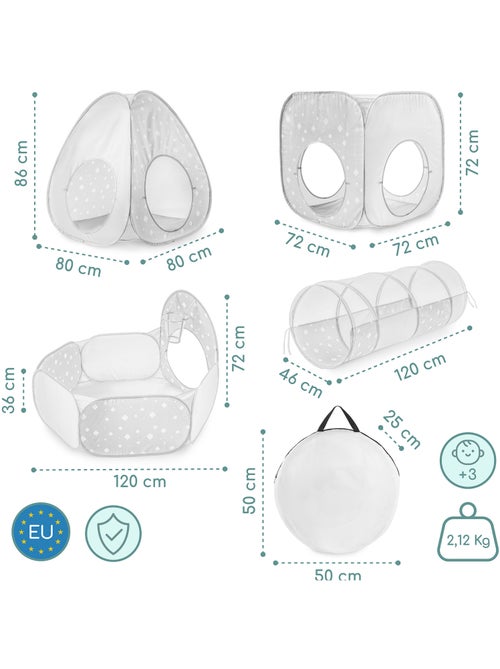 Area gioco pop up bambini 5in1 2 tende 2 tunnel piscina palline mamabrum - Kiabi Area gioco pop up bambini 5in1 2 tende 2 tunnel piscina palline mamabrum - Kiabi