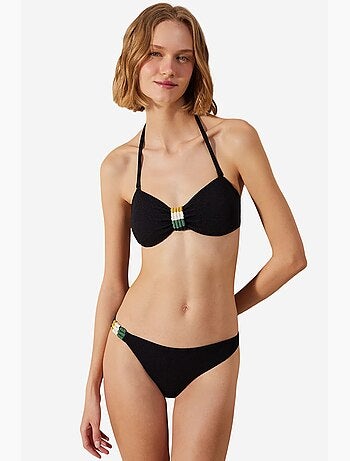 Arlo top bikini senza spalline testurizzato e macramè penti