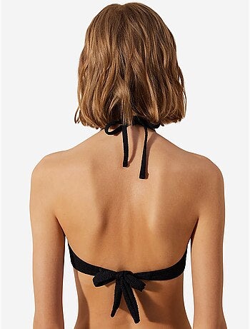 Arlo top bikini senza spalline testurizzato e macramè penti
