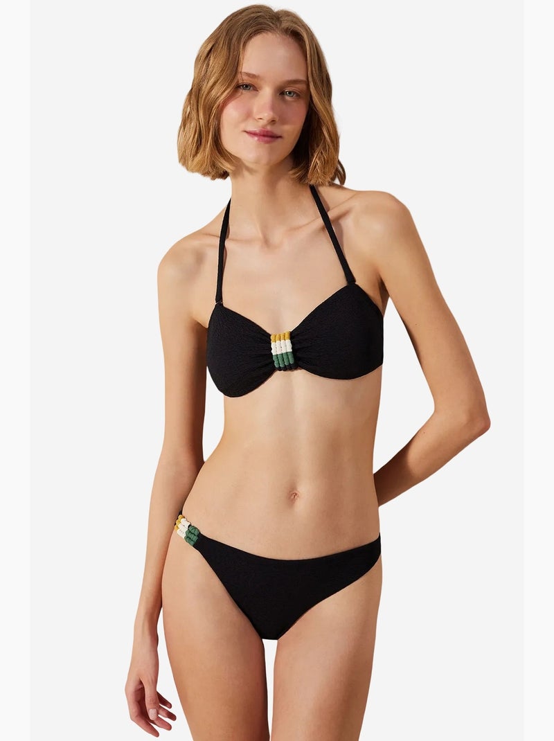 Arlo top bikini senza spalline testurizzato e macramè penti Nero - Kiabi