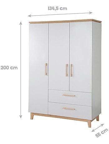 Armadio 3 ante e 2 cassetti con chiusura soft‑close – ROBA "Caro