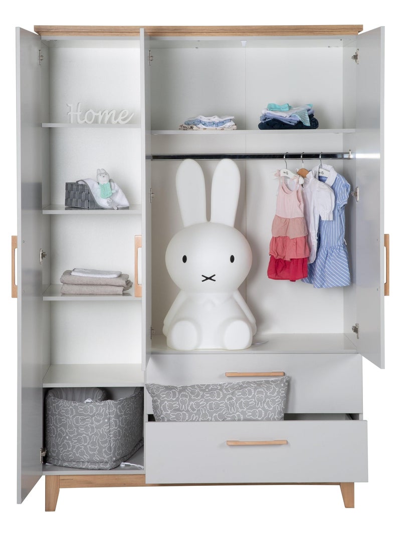 Armadio 3 ante e 2 cassetti con chiusura soft‑close – ROBA "Caro" Grigio chiaro - Kiabi