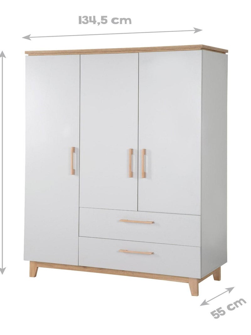 Armadio 3 ante e 2 cassetti con chiusura soft‑close – ROBA "Caro" Grigio chiaro - Kiabi