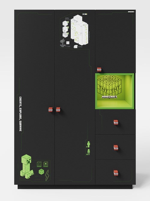 Armadio 3 ante e 3 cassetti con LED "Roba" – Minecraft - Kiabi