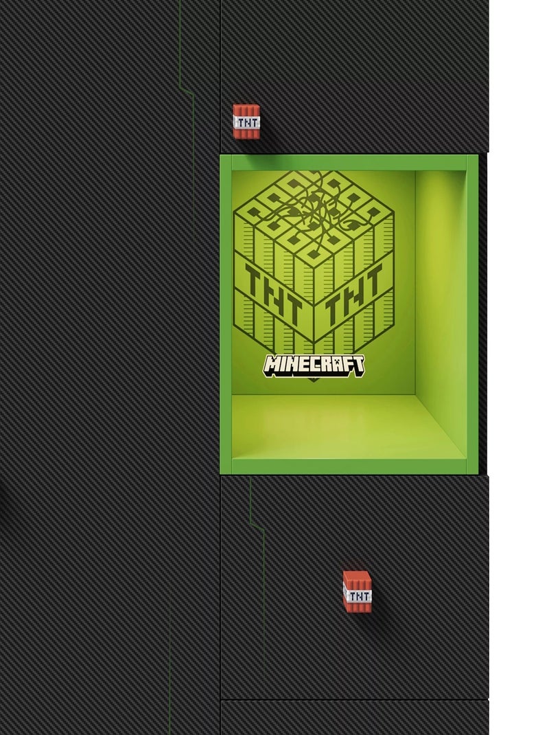 Armadio 3 ante e 3 cassetti con LED "Roba" – Minecraft Nero/Verde/Rosso - Kiabi