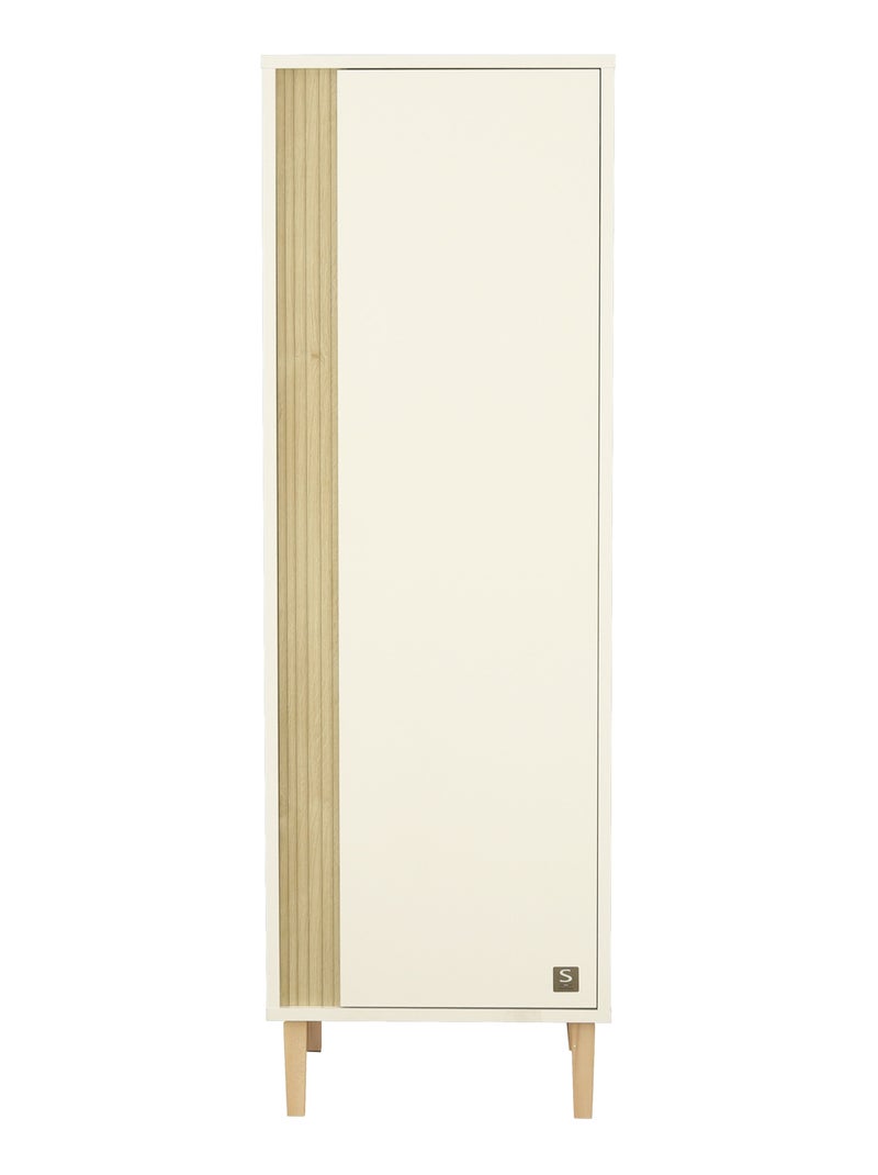 Armadio a 1 anta con dettaglio effetto legno testurizzato e gambe in - SAUTHON Bianco Marrone - Kiabi