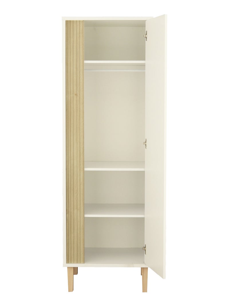 Armadio a 1 anta con dettaglio effetto legno testurizzato e gambe in - SAUTHON Bianco Marrone - Kiabi