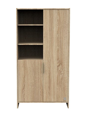 Armadio a 2 ante con 3 nicchie e maniglie con decoro in rovere - SAUTHON