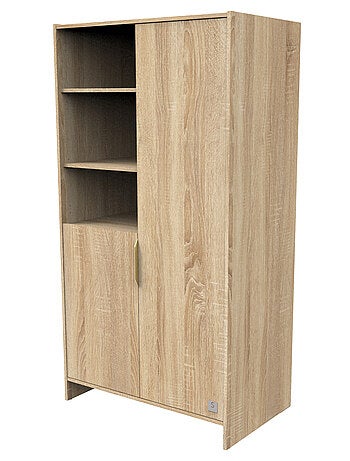 Armadio a 2 ante con 3 nicchie e maniglie con decoro in rovere - SAUTHON