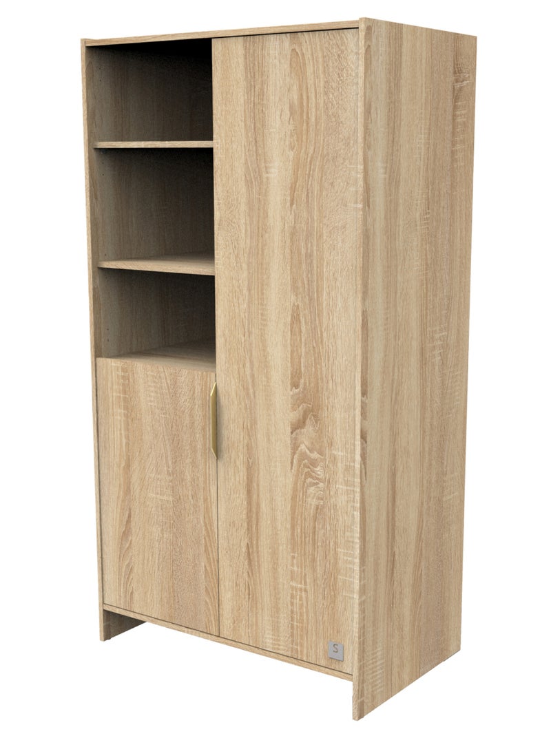 Armadio a 2 ante con 3 nicchie e maniglie con decoro in rovere - SAUTHON Marrone - Kiabi