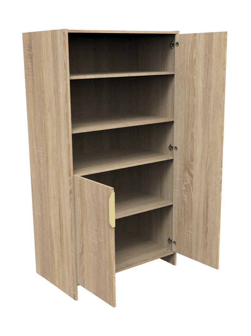 Armadio a 2 ante con 3 nicchie e maniglie con decoro in rovere - SAUTHON Marrone - Kiabi