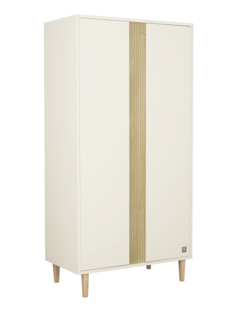 Armadio a 2 ante con dettaglio effetto legno testurizzato e gambe in - SAUTHON Bianco Marrone - Kiabi