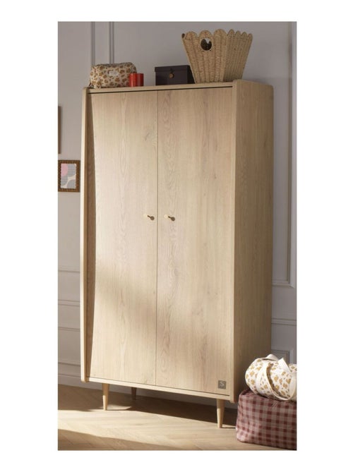 Armadio a 2 ante con maniglie dorate, arredamento in legno di quercia - SAUTHON - Kiabi