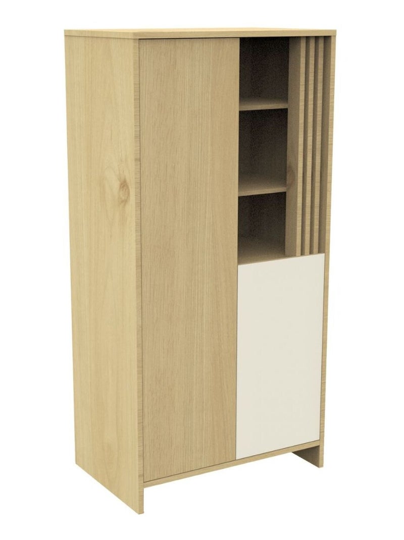 Armadio a 2 ante e 1 nicchia con cleristorio in legno decorativo rovere - SAUTHON Bianco Marrone - Kiabi