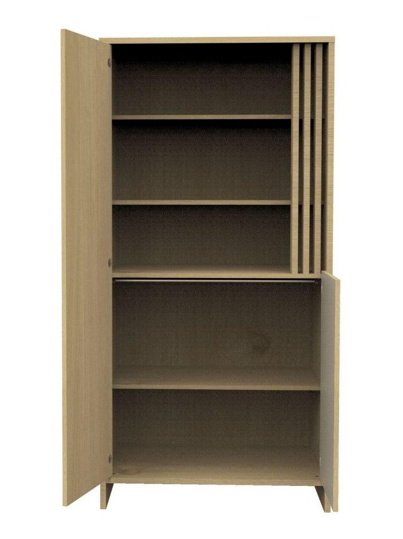 Armadio a 2 ante e 1 nicchia con cleristorio in legno decorativo rovere - SAUTHON Bianco Marrone - Kiabi