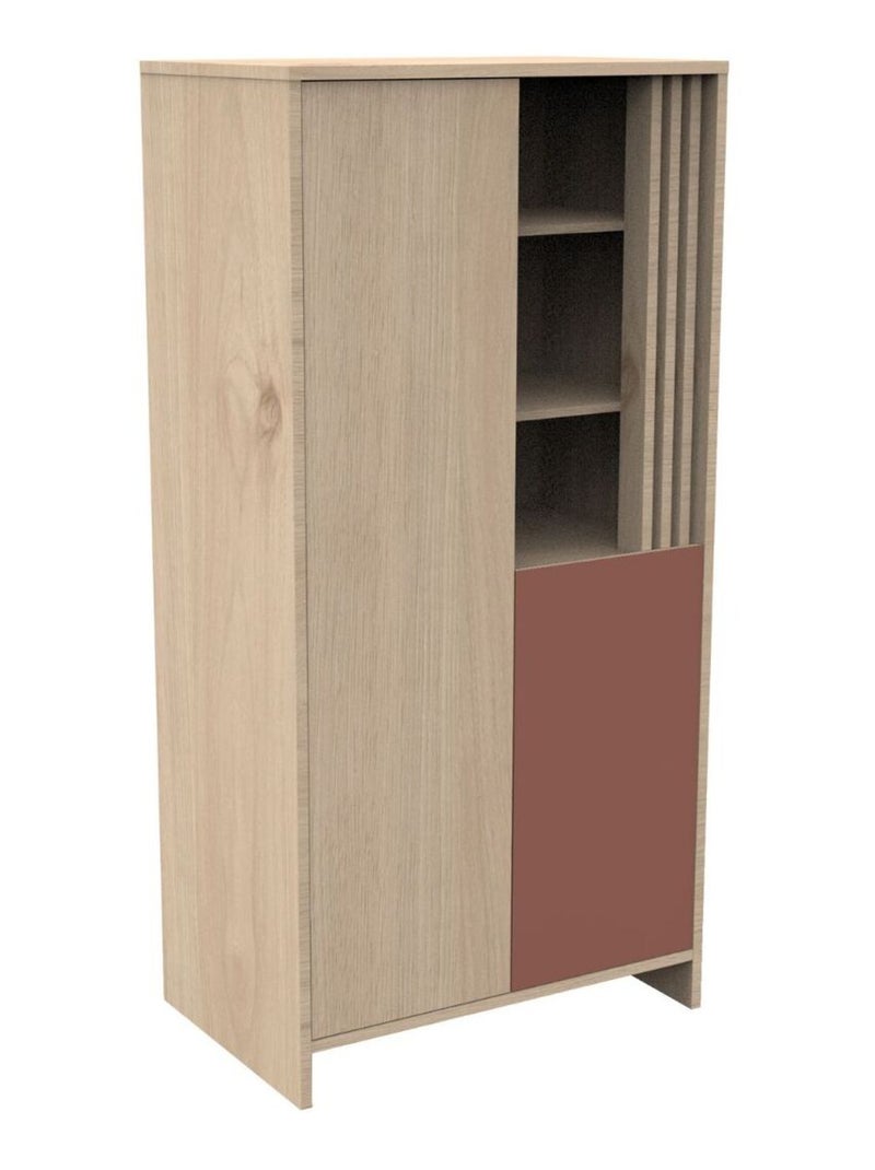 Armadio a 2 ante e 1 nicchia con cleristorio in legno decorativo rovere - SAUTHON Rosso - Kiabi