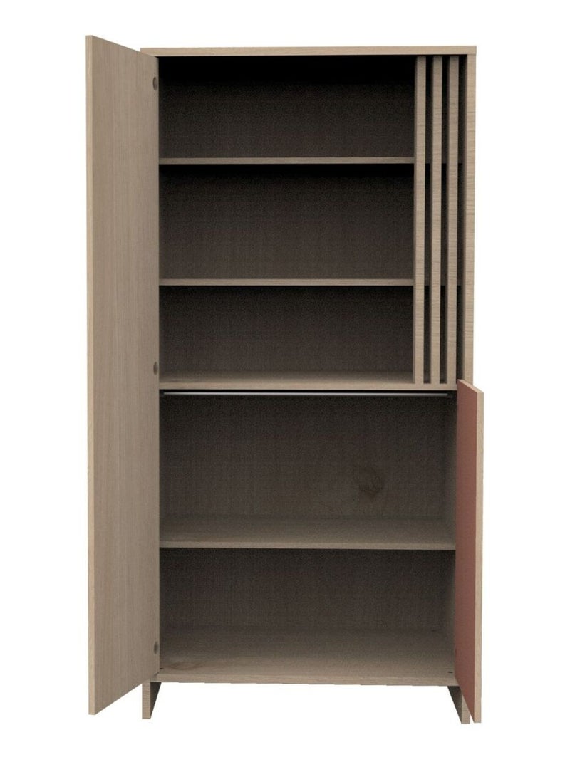 Armadio a 2 ante e 1 nicchia con cleristorio in legno decorativo rovere - SAUTHON Rosso - Kiabi