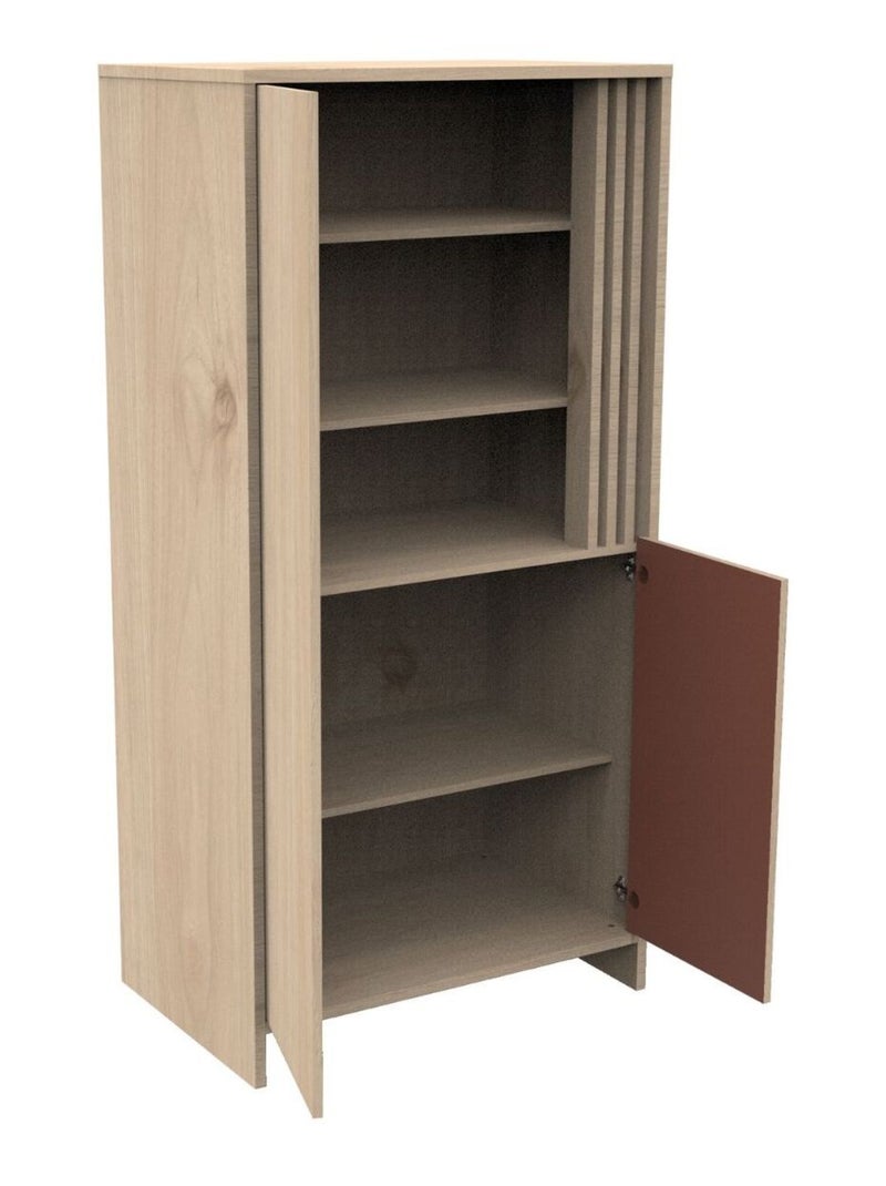 Armadio a 2 ante e 1 nicchia con cleristorio in legno decorativo rovere - SAUTHON Rosso - Kiabi