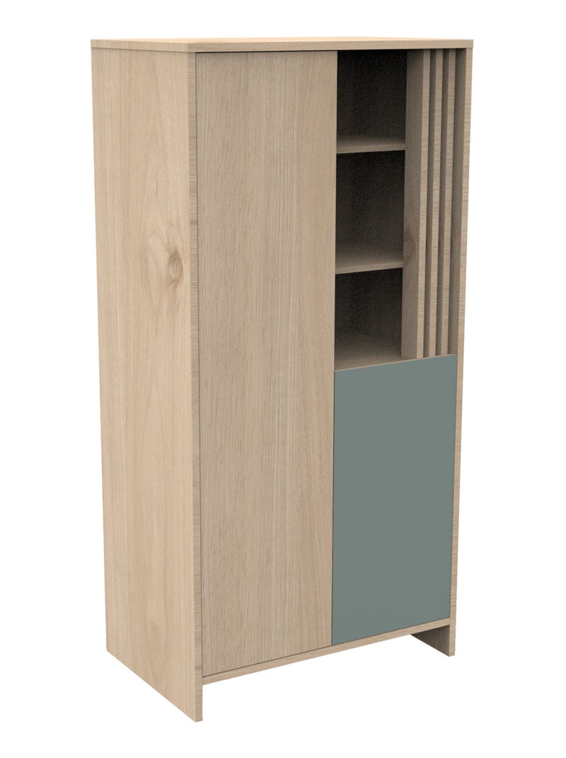 Armadio a 2 ante e 1 nicchia con cleristorio in legno decorativo rovere - SAUTHON Verde - Kiabi