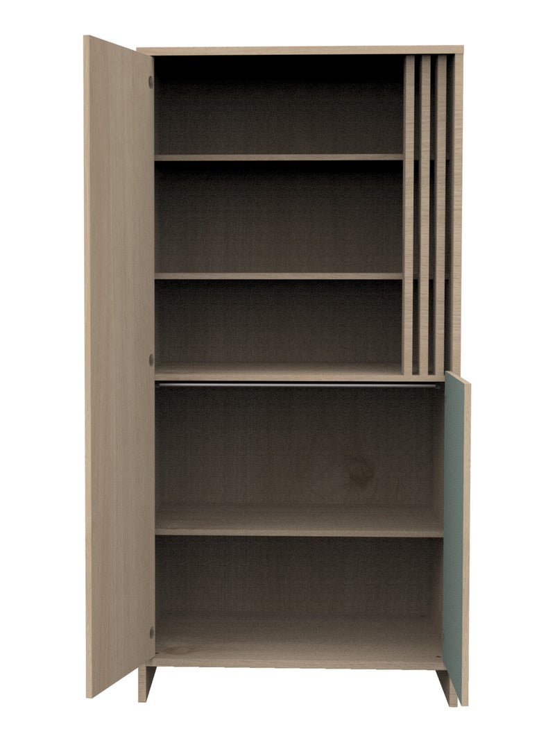 Armadio a 2 ante e 1 nicchia con cleristorio in legno decorativo rovere - SAUTHON Verde - Kiabi