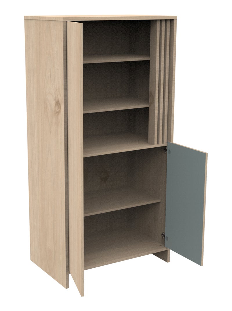 Armadio a 2 ante e 1 nicchia con cleristorio in legno decorativo rovere - SAUTHON Verde - Kiabi