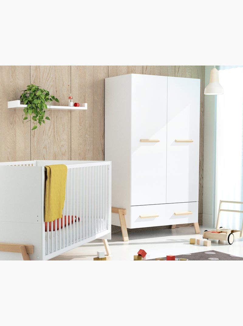 Armadio bambini 2 ante e 1 cassetto canaille legno Bianco Marrone - Kiabi