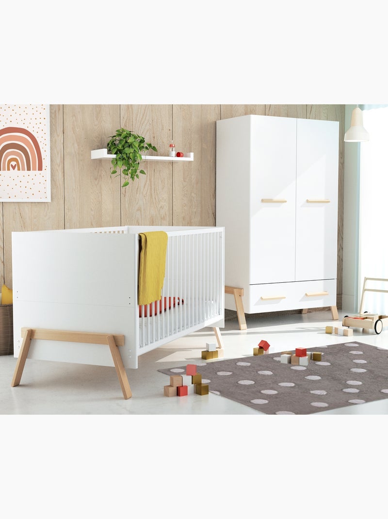Armadio bambini 2 ante e 1 cassetto canaille legno Bianco Marrone - Kiabi