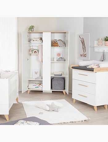 Armadio bambini minimalista 2,5 ante con vani e appendiabiti Leon – Roba