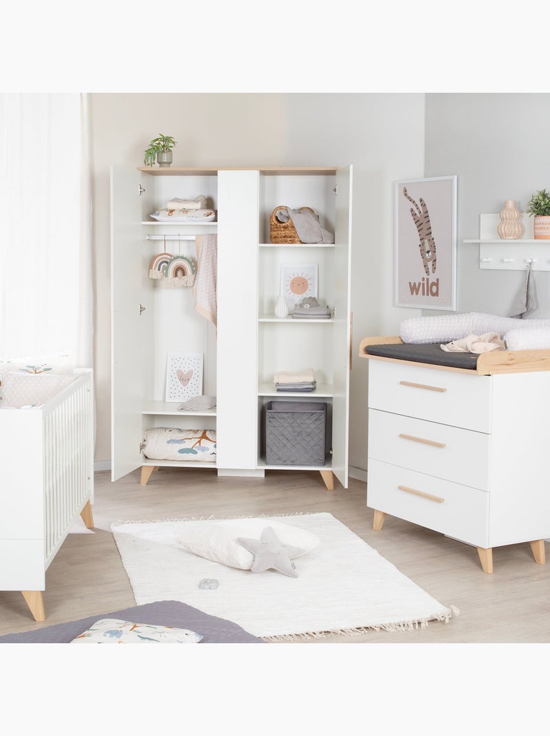 Armadio bambini minimalista 2,5 ante con vani e appendiabiti Leon – Roba Bianco - Kiabi