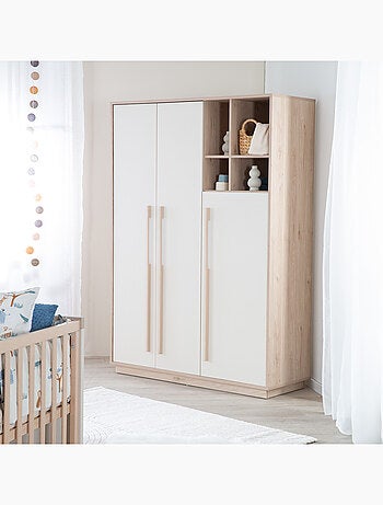 Armadio bambini minimalista 3 ante con vani aperti Elva – Roba
