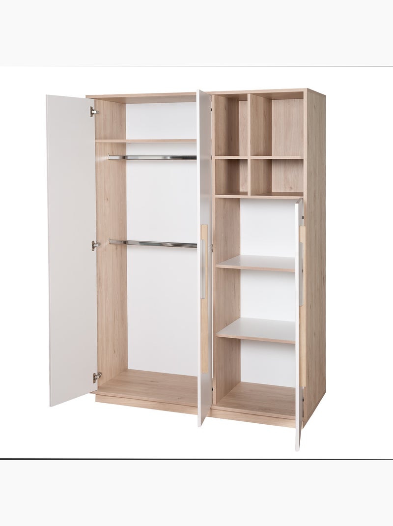 Armadio bambini minimalista 3 ante con vani aperti Elva – Roba Beige - Kiabi