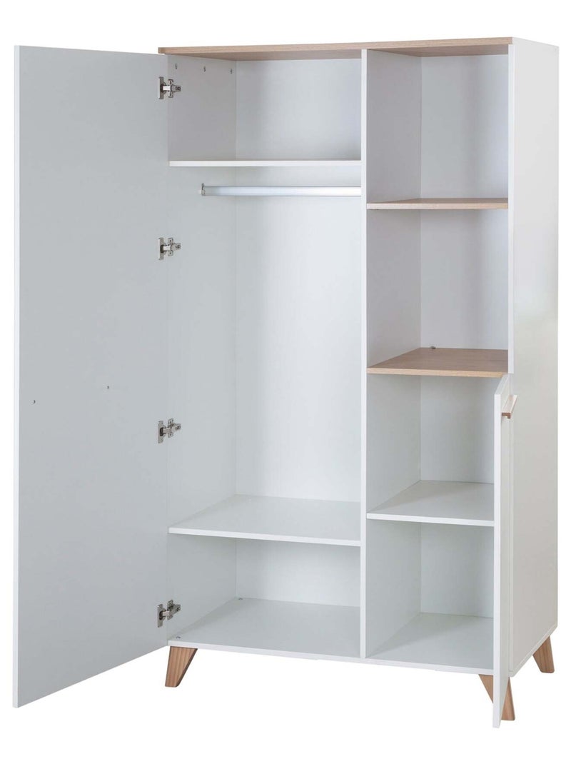 Armadio bebè 2 ante e 2 vani "Roba Leon" Bianco/Legno - Kiabi